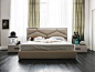 Leather double bed with upholstered headboard EDWARD by Cattelan Italia design Gino Carollo