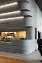 For the new restaurant of three-star Michelin chef Heinz Beck, Fabio Novembre designed a massive counter using HI-MACS® in the Frosty finish.  Its unique 3-dimensional design offers a stunning play between volume & perspective, contributing to create 