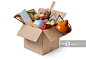 Moving house. Cardboard box with various objects._创意图片