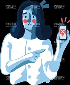 不能玩手机  - 源文件下载【酷图网】手机,卡通,Q版,动画,png,卡通设计,可爱,手绘人物,广告元素,扁平风,