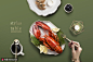 龙虾美食餐桌咖啡俯视桌面餐饮美食海报图片下载-优图网