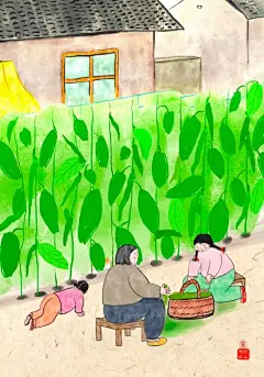 儿时家乡模样，充满了浓浓的乡土气息