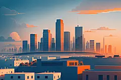 城市扁平风地标插画