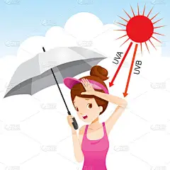 女孩抱着伞不满阳光
