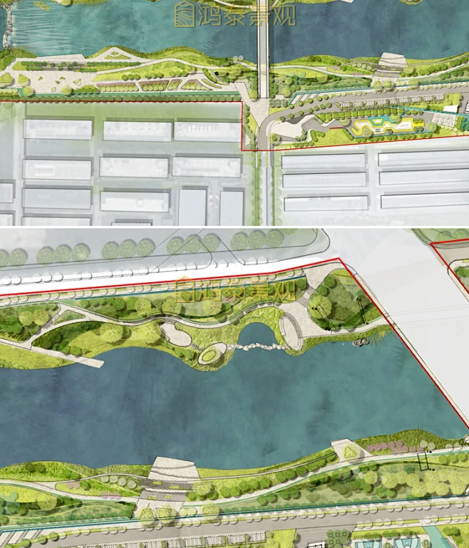 滨水河公园景观设计文本CAD平面方案城市河道公园改造景观SU模型-淘宝网-花瓣网