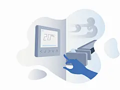 智能家居空调插图UI设计作品扁平化插画首页素材资源模板下载