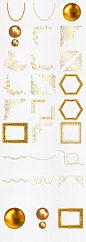 高档金黄色欧式边框边角装饰PNG素材