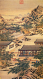 清·院本《十二月令图轴》之十月<br/>农历十月的别称有：初冬、开冬、露月、良月等。《尔雅·释天》中说：“十月为阳。”郭璞的注解为：“纯阴用事，嫌于无阳，故以名玄。”《后汉书·马融传》说：“至于阳月，阴慝害作，百草毕落。”旧时娶亲嫁女等操办喜事便选在入冬。因乡间开冬之后，收成已毕，正值农闲，初冬严霜把人们从户外驱入了室内。古器名画，巷轴□鼎，成为室内的雅玩。另外的一间屋子□，却画著一个老画师替人写照；妇女们都在内院，她们鸣弹乐器，缝织衣物，对坐下棋，也生活得非常宁恣。