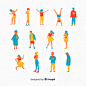 People doing different actions Free Vector