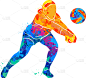 抽象,排球运动,分离着色,男人,图像,女人,涂料,休闲,击打