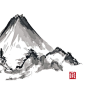 日本和风水墨画富士山水竹鲤鱼风景中国风AI矢量设计素材 (3)