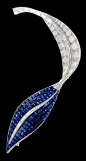 Circa 1960's Platinum Diamond & Invisible Sapphire Pin - Yafa Jewelry