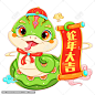 国潮卡通春节新年蛇年拜年青蛇