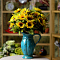 阳光客厅卧室家居装饰仿真花绢花不含花瓶太阳花向日葵两色