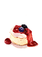 【小美食】甜品 果酱蛋糕 手绘 水彩 水彩美食 桑葚 果酱 蓝莓 奶油