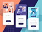 Onboarding for Doctor Appointment App pharmacy appointment cards character people doctor medical health onboarding app