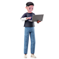 Young Boy Character Using A Laptop 年轻人男 潮男