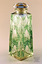 Nenuphar (Water Lilies) Glass Perfume Bottle With Green Patina By Rene Lalique - France  c.1911