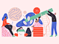 Friday Shapes nature editorial layout editorial illustration geometric people graphic flat simple design vector texture illustration