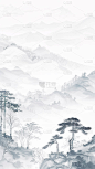 中国风通用墨色古风山水背景场景图片素材