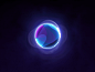 a dark background with a blue and purple circle in the center