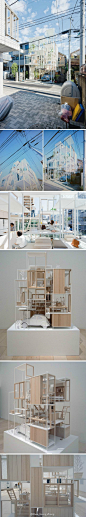 日本著名建筑师藤本壮介最近完成了“NA住宅”项目，这是一座位于东京一个居民区的独立住宅。建筑形态就像一摞堆叠在一起的方盒子，相互错落的外部框架形在立面的各个不同高度上形成了丰富的内部空间。每个带阳台的小房间都与室内爬梯相连，让居住者能自由的在住宅中活动。      不同比例、大小的长方形窗洞让住户能远眺周边的景色，同时上层空间没有设置固定的隔墙，这样一来，室内的视线交流也更加自由。夜晚，窗帘会成为临时隔墙，让室内与外部空间暂时隔离，保证住户的私密性。