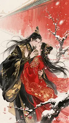 jimeng-2025-09-03-1710-华丽古风水墨人物插画 湿笔勾线+回折处干脆利落 水墨湿笔大笔触上色，水彩叠涂晕染