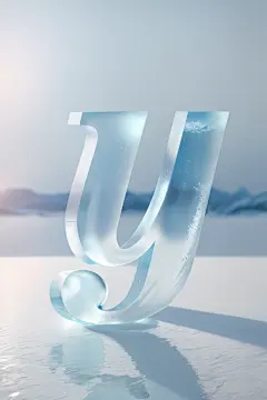 雪花创造冰块磨砂玻璃英文字体艺术字模型