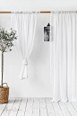 Rod pocket sheer linen curtain panel. Custom size day curtain. image 1