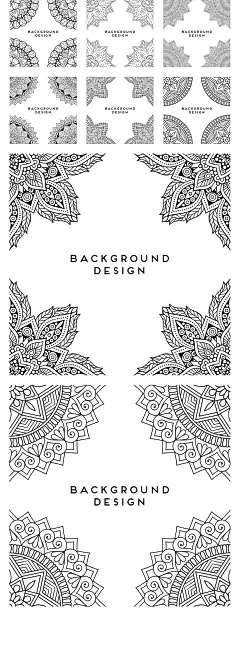 黑白古典花朵花卉纹饰无缝拼接连续图案曼陀罗图案纹理AI矢量素材-淘宝网