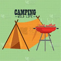 野生动物,帐篷,自然,事件,概念,炊具,矢量,露营,休闲,度假