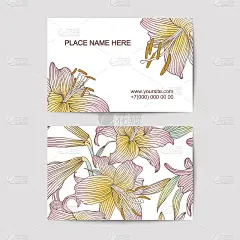 访问卡片模板与百合花花卉沙龙