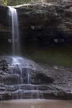 瀑布,运动模糊,小的,垂直画幅,水,无人,苔藓,纯净,户外,石材