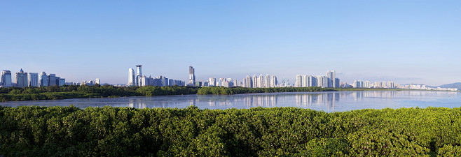 城市中央公园林绿肺河道一线江景湖景