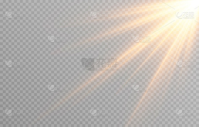 向量金光。太阳，太阳光，黎明，星星，耀斑。金色的星星。金色的闪光png。