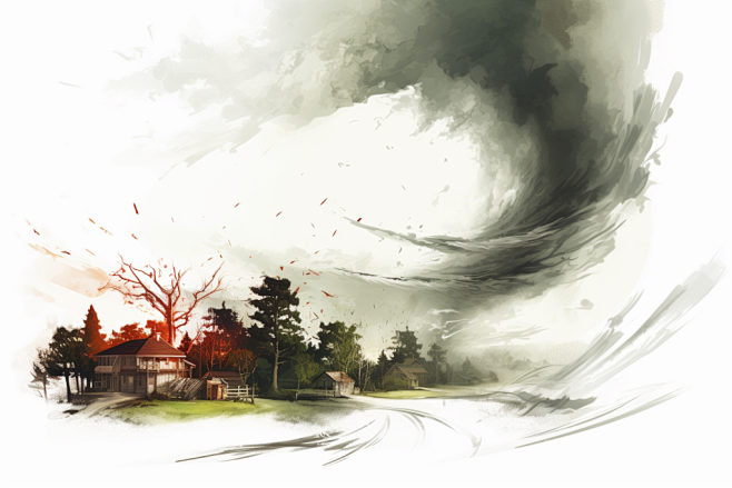 手绘自然灾害龙卷风设计元素插画