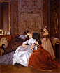 19世纪法国画家Auguste Toulmouche笔下的巴黎优雅女性。Auguste Toulmouche的油画写实细腻，除了美丽女性面部和服饰的细致的描绘以外，室内装饰的描绘也非常细腻到位，家具摆件都真实还原了当时的精美设计。