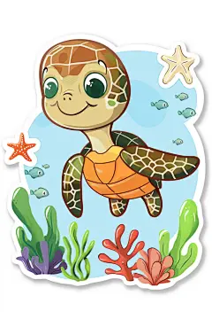 海洋生物海龟插画