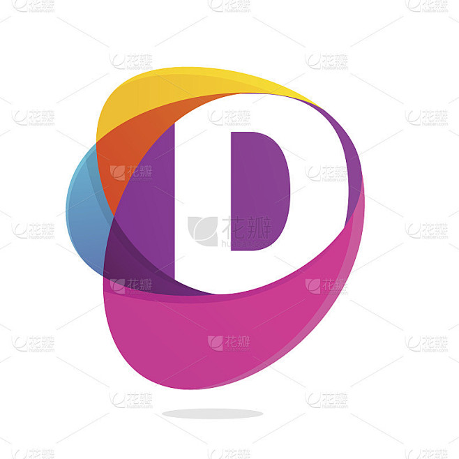 字母D与椭圆相交的图标。