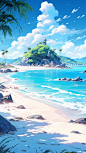 泰国沙美岛海滩蓝色大海旅行阳光沙滩东南亚旅游插画
