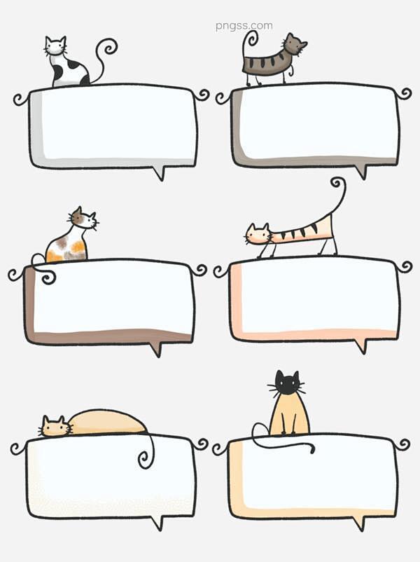 手绘屋檐小猫可爱卡通动物对话框图片大小1...