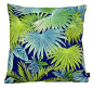 Presenting the Island Breeze Pillow in soothing blues and spa aqua shades of tropical inspired palm images. A luxurious 18" x 18" pillow accent at a very affordable price.: 