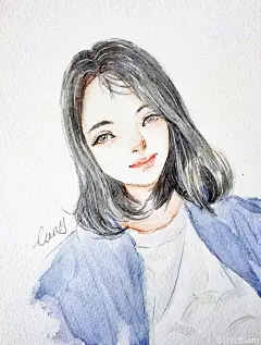 手绘 头像女 水彩画 美女 微博：尛尛岚Lany ps制作手绘插画 插画中国