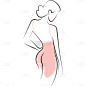 常规插画女性线条贴纸元素素材