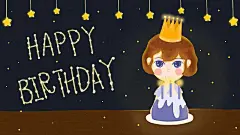 手绘浪漫清新可爱女孩许愿过生日插画