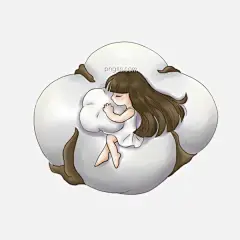 手绘可爱卡通寒露抱棉花睡觉长发女孩元素图片大小2000x2000px 图片尺寸2.29 MB 来自PNG搜索网 pngss.com 免费免扣png素材下载！长发#孩子#寒露#卡通棉花#卡通女孩#手绘棉花#手绘女孩#睡觉#装饰图案#