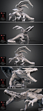 3D打印图纸欧美恶龙雕像模型写实风格怪兽类三维模型