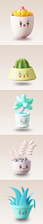 卡通可爱3D立体植物绿植盆栽仙人掌多肉图标插画PNG免扣设计素材-淘宝网