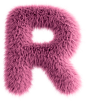 Pink 3D Fluffy Letter R