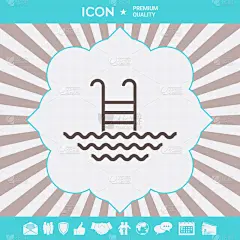 插画,游泳池,线图标,天气,旅途,几何形状,运动,简单,设计,休闲